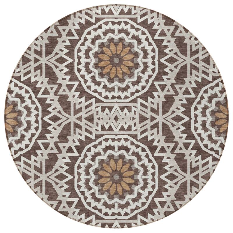 HomeRoots Floral Medallion Transitional Rectangle Outdoor Rug