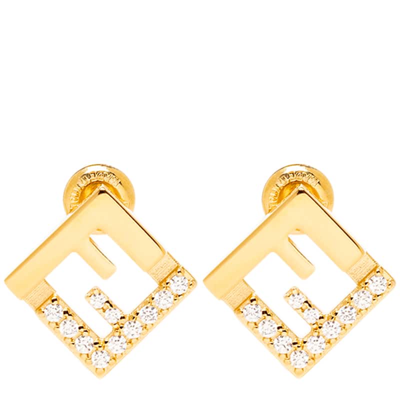 Fendi Forever Earrings with Crystals - Gold - Gold