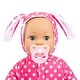 preview thumbnail 4 of 3, Bayer: Anna First Words Baby Doll - 15" Bunny Pink & White Polka Dot Onesie - Speaks & Open/Closes Eyes, Pacifier & Bottle