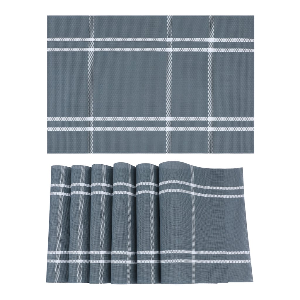 Placemat Set of 6 PVC Placemats for Kitchen Dining Table Decor, Table Placemats Wipeable Table Mat - 18*12in