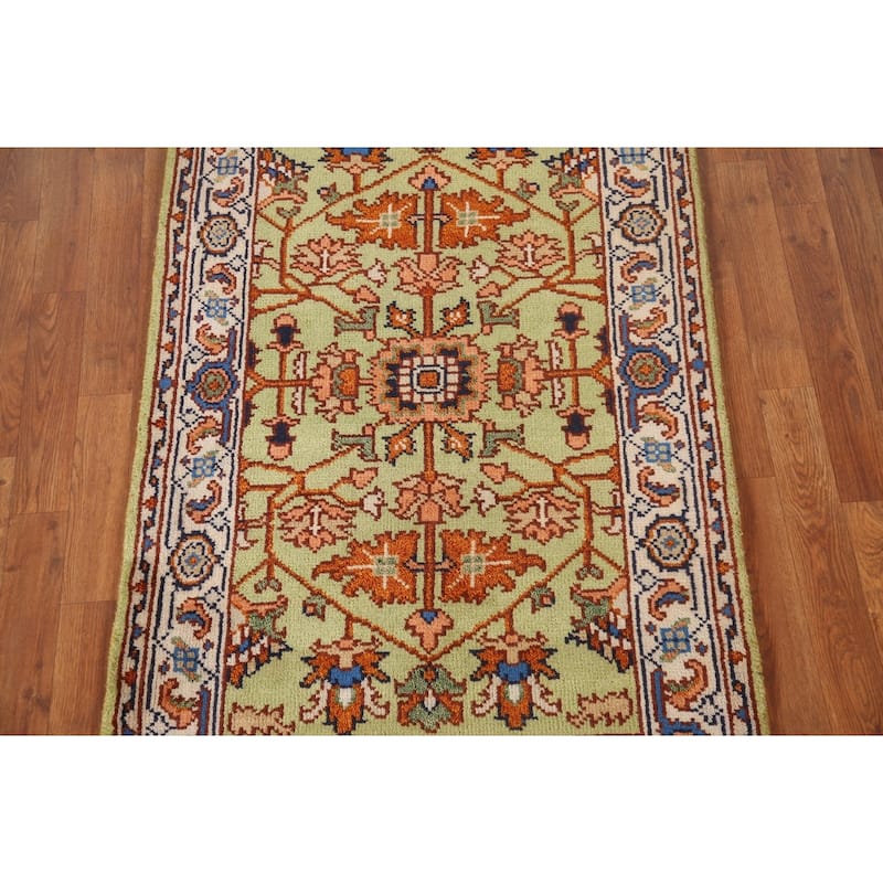 Light Green Oushak Accent Rug Hand-Knotted Wool Carpet - 2'11"x 4'11"