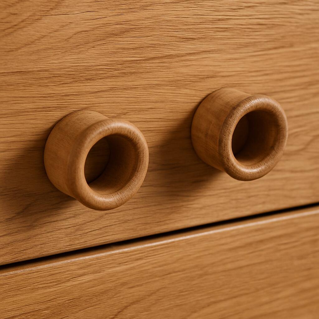 HomeRoots Set of Two Brown Wood Round Open Circle Drawer Pull Knobs - 1.25 in. x 1 in. x 1 in.