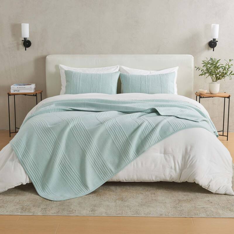 Linery & Co. Cotton Blend Jersey Knit Channel Stitch Quilt Set