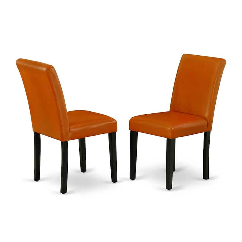 Coastal Dining Set 3Pc Round Table & 2 Chairs - 42" Table - PU Leather - Black Legs - HomeStock