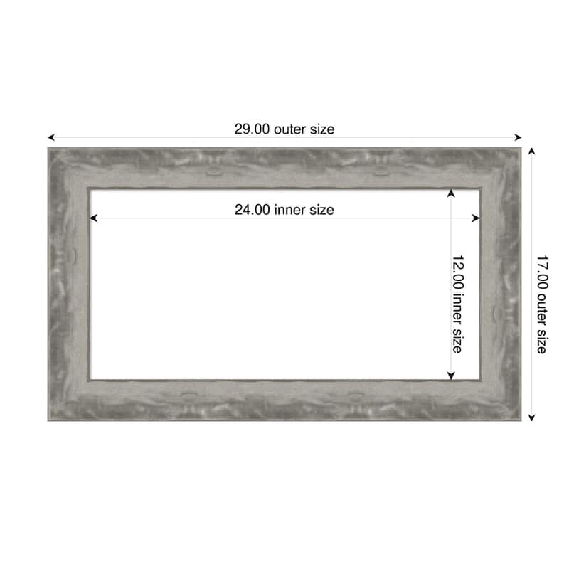 Amanti Art Waveline Silver Narrow Framed Dry Erase Magnetic Board - 29 x 17 in
