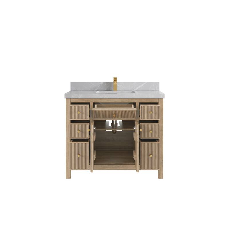 Willow Collections 42 in. W x 22 in. D Sonoma Teak Single Sink Bathroom Vanity with Countertop