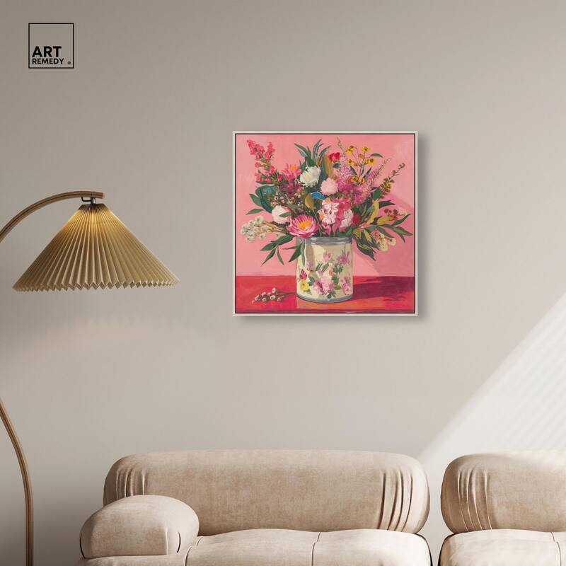 Pink Floral Tin Canvas by Art Remedy