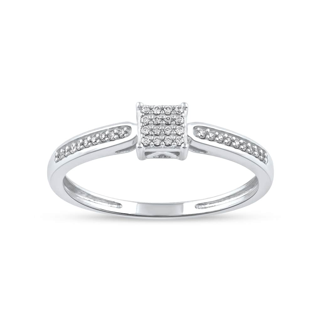 10k White Gold 1/10ct TDW Diamond Cluster Engagement Ring