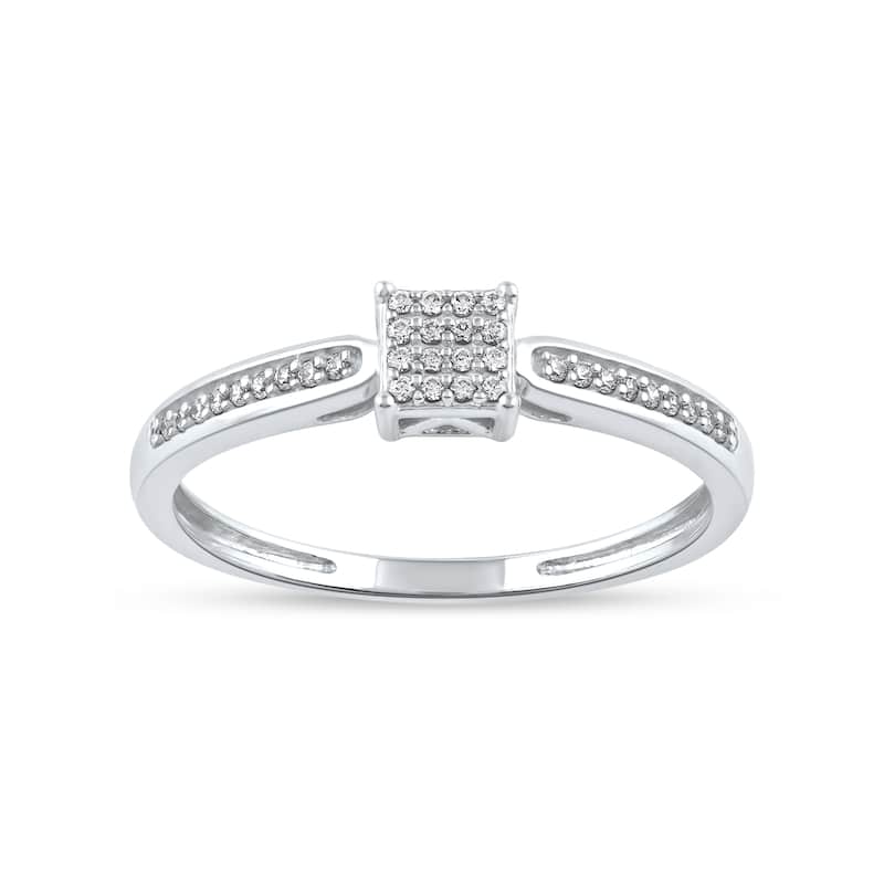 10k White Gold 1/10ct TDW Diamond Cluster Engagement Ring