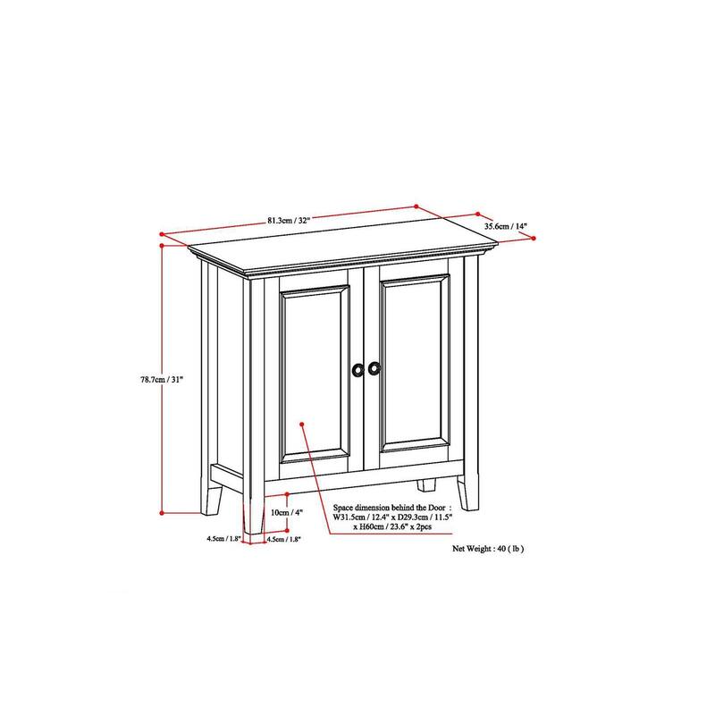 WYNDENHALL Halifax Solid Wood Transitional Low Storage Cabinet - 32"w x 14"d x 31" h