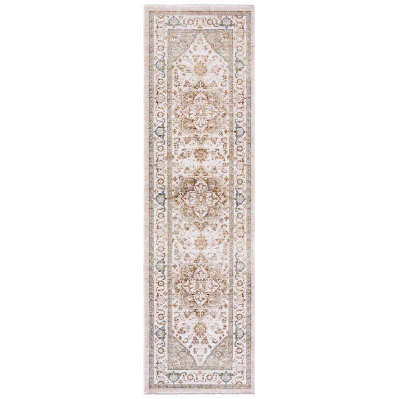 SAFAVIEH Elwood Tulin Traditional Medallion Rug - Beige/Olive - 2'3" x 8' Runner