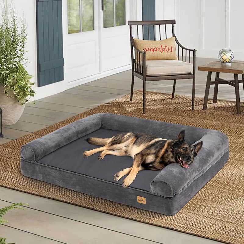 Orthopedic Dog Bed Sofa Bolstered Pet Bed Foam Cushion Waterproof - 48"x36"x8"