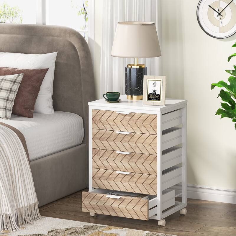 5-Drawer Chest & Wood 7 Drawer Storage Dresser Cabinet
