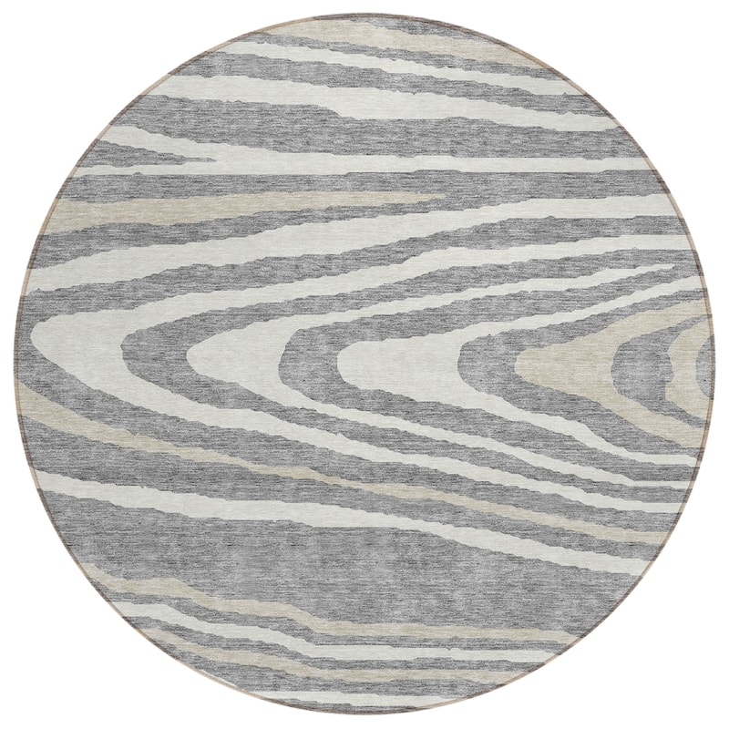 Machine Washable Indoor/ Outdoor Abstract Illusion Chantille Rug