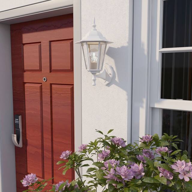 1- Light Outdoor Textured White Wall Mount Light