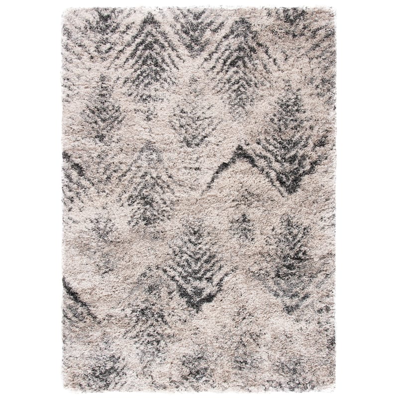 SAFAVIEH Iceland Shag Kicki Flokati 2.6-inch Thick Rug - 6'7" Square - Cream/Grey - Square