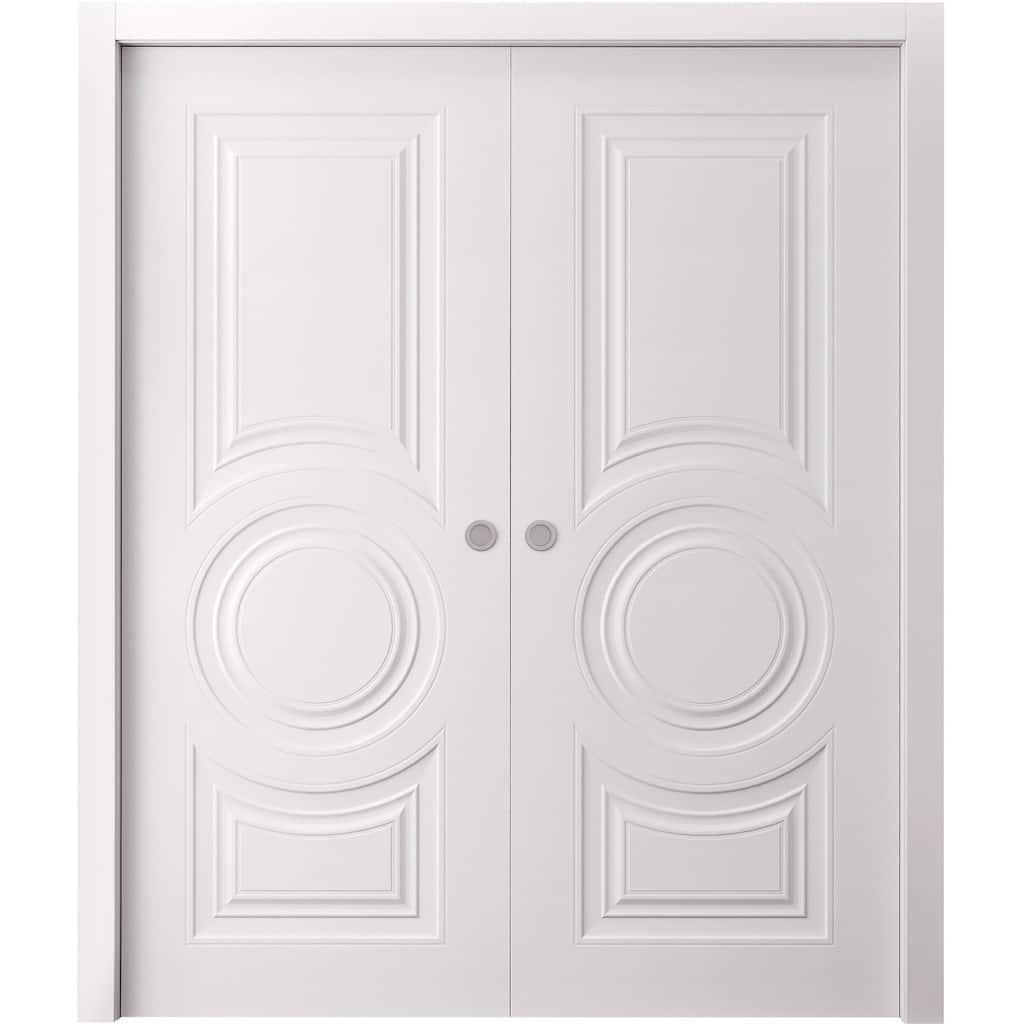 SartoDoors Basic 9801 | Bathroom Door Pocket Door | Solid Wood | Hardware Set | 36x80, White Bedroom Door Pantry Door