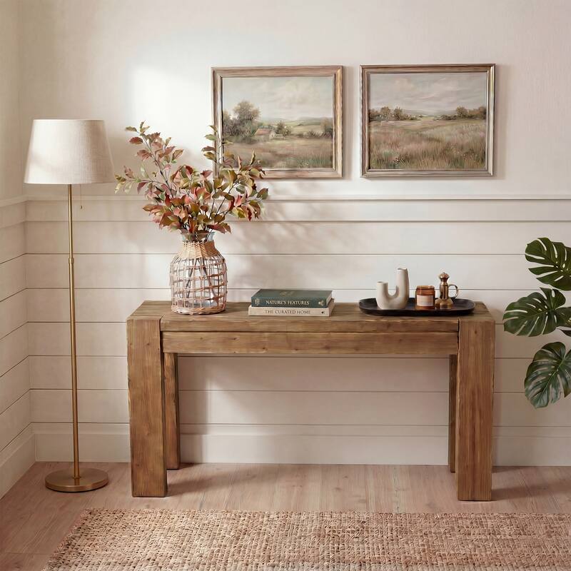 63-Inch Farmhouse Solid Wood Console Table