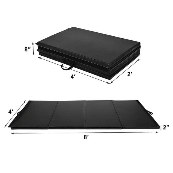 Shop Costway 4 X8 X2 Gymnastics Mat Thick Folding Panel Exercise Mat Black Overstock 17756222