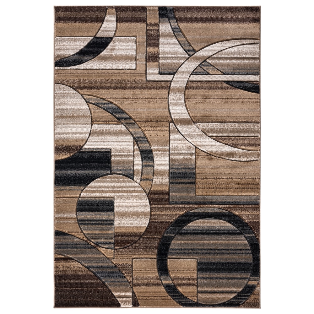 Orelsi Brown/Beige Polyester Area Rug