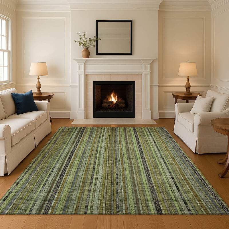 Premium Washable Super Soft Striped Mayfield Rug - Green - 3' x 5'