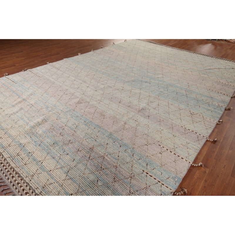 Trellis Moroccan Large Area Rug Handmade Oriental Wool Carpet - 10'0"x 15'4"