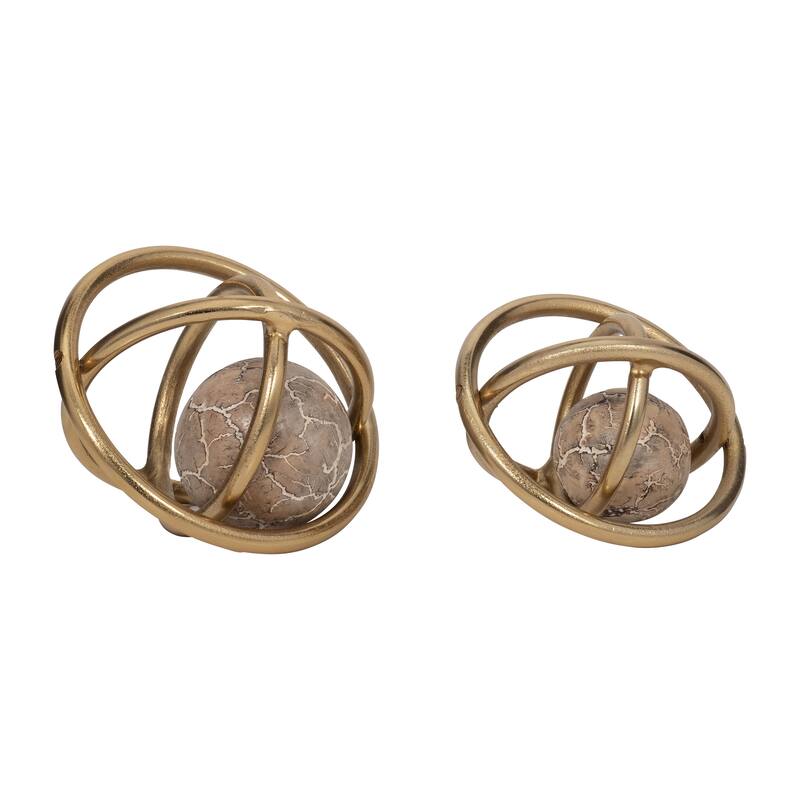 Sagebrook Home 7/8" Solaro Metal Orbs, Decorative Centerpiece Home Decor Accents, Set of 2