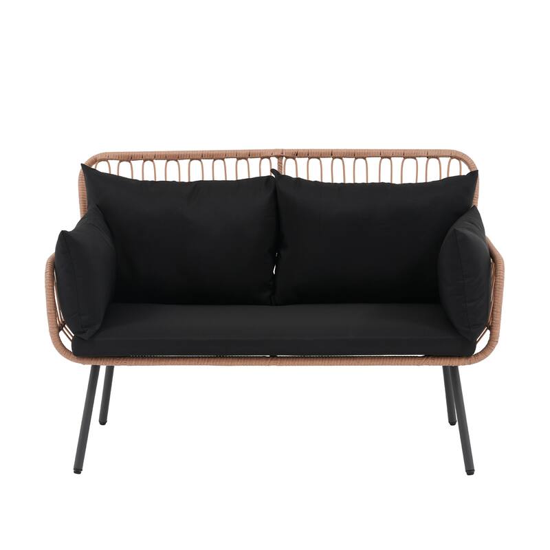 Outdoor 4 Piece Metal Patio Conversation Furniture Set Sofa