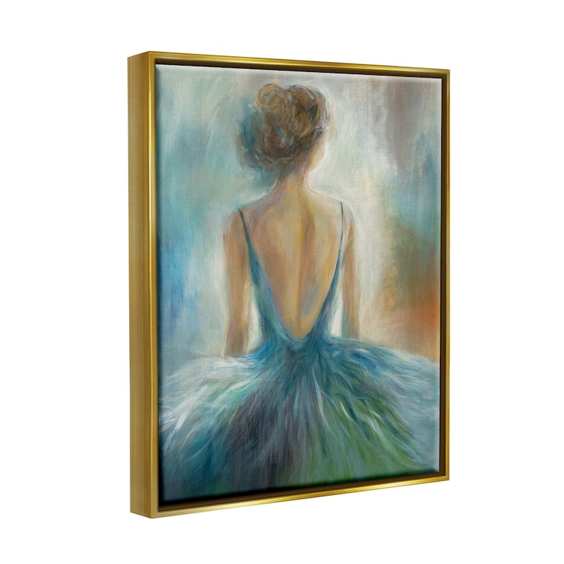 Stupell Ballet Girl Blue Orange Figure Painting Floater Frame