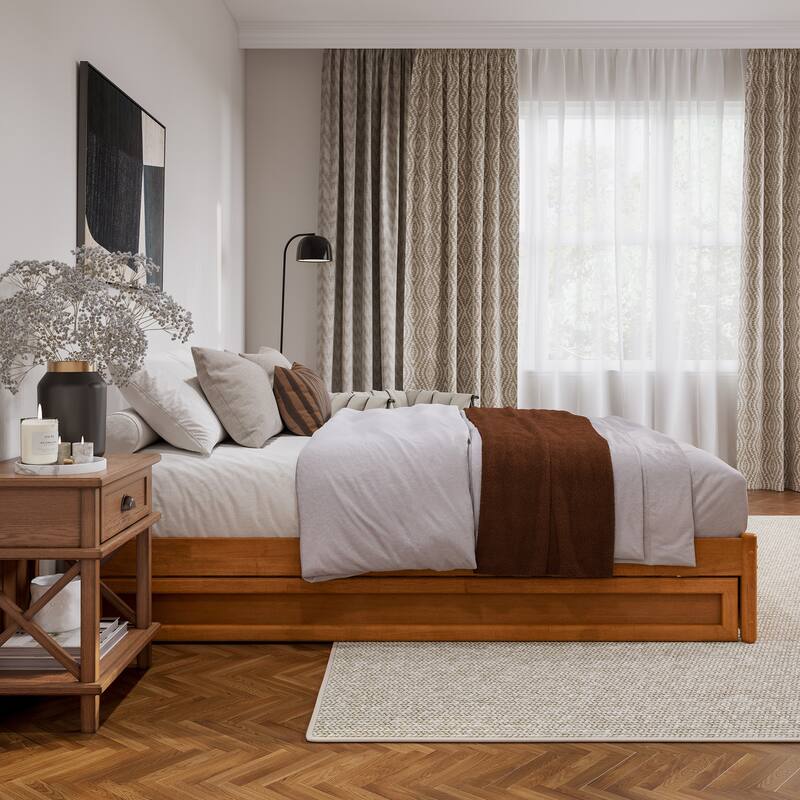 Barcelona Panel Platform Bed with Twin XL Trundle