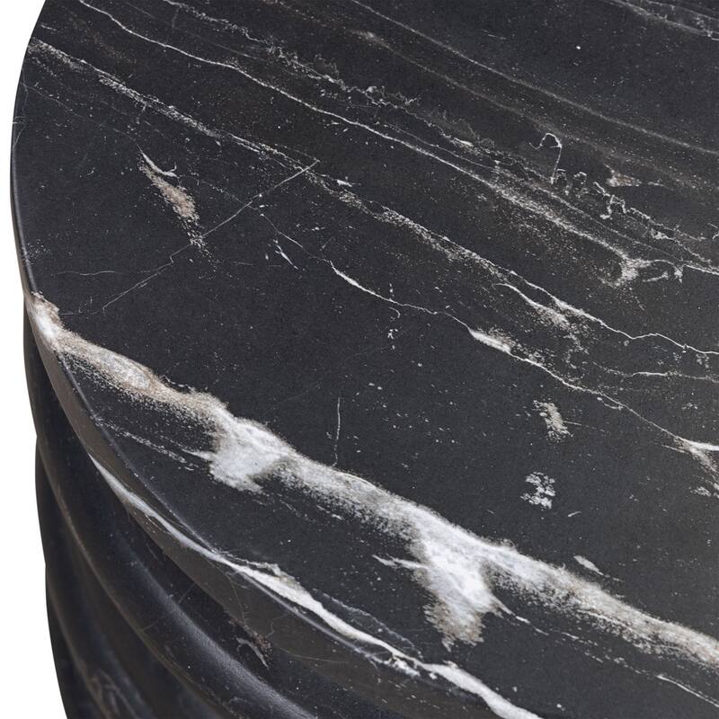 Marq Rounded Tiers Concrete Side Table with Marble Finish