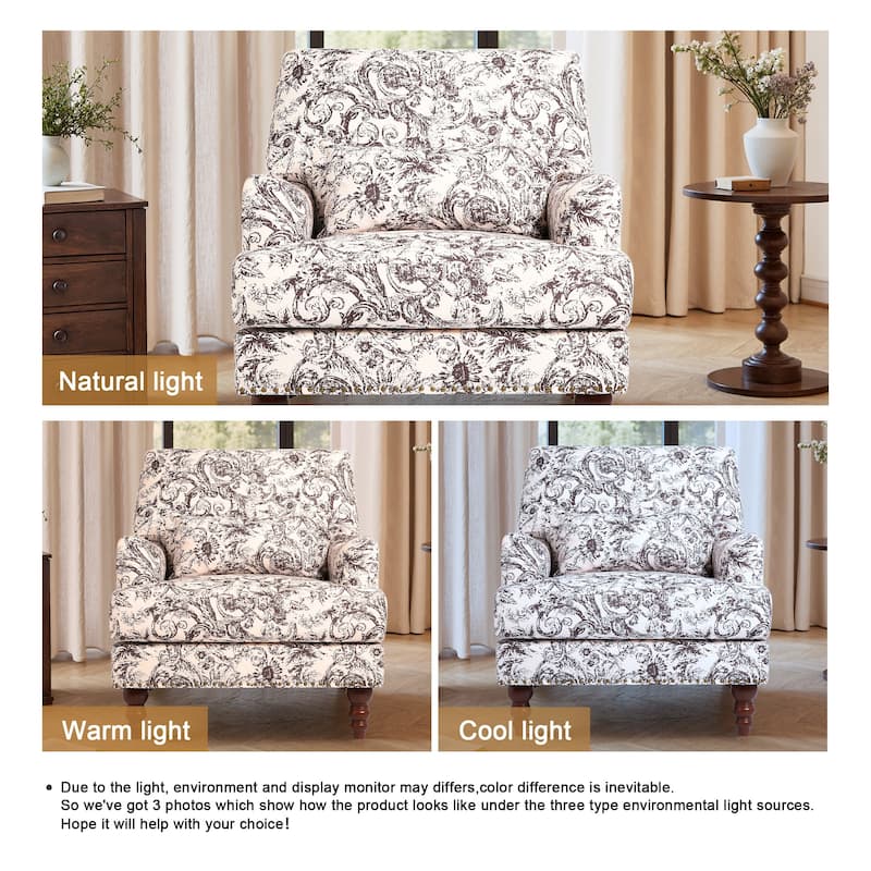 Mid Century Chenille Upholstered Accent Chair with Nailhead Trim