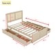 preview thumbnail 4 of 7, Full Wood Platform Bed with 4-Storage Drawers, Rattan Headboard, Easy Assembly, Nature