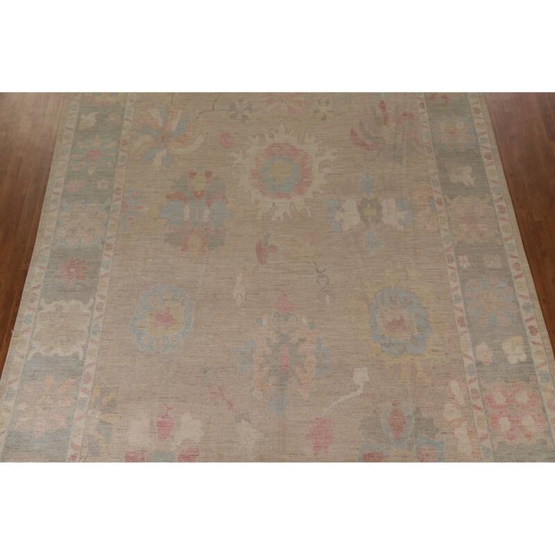 Floral Oushak Turkish Large Area Rug Hand-knotted Wool Carpet - 10'3"x 13'10"