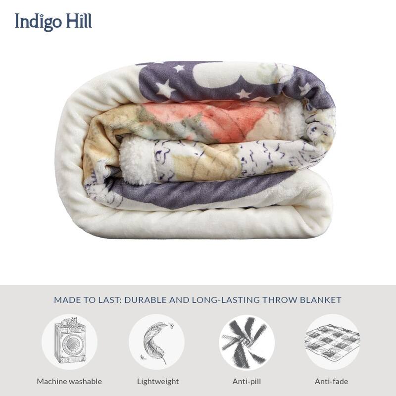 Indigo Hill by HiEnd Accents Campfire Sherpa Fleece Throw, 1PC or 3PC