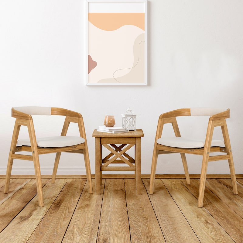 Modern Bamboo Dining Chair with Curved Backrest - 22.5" x 21.5" x29" (L x W x H)