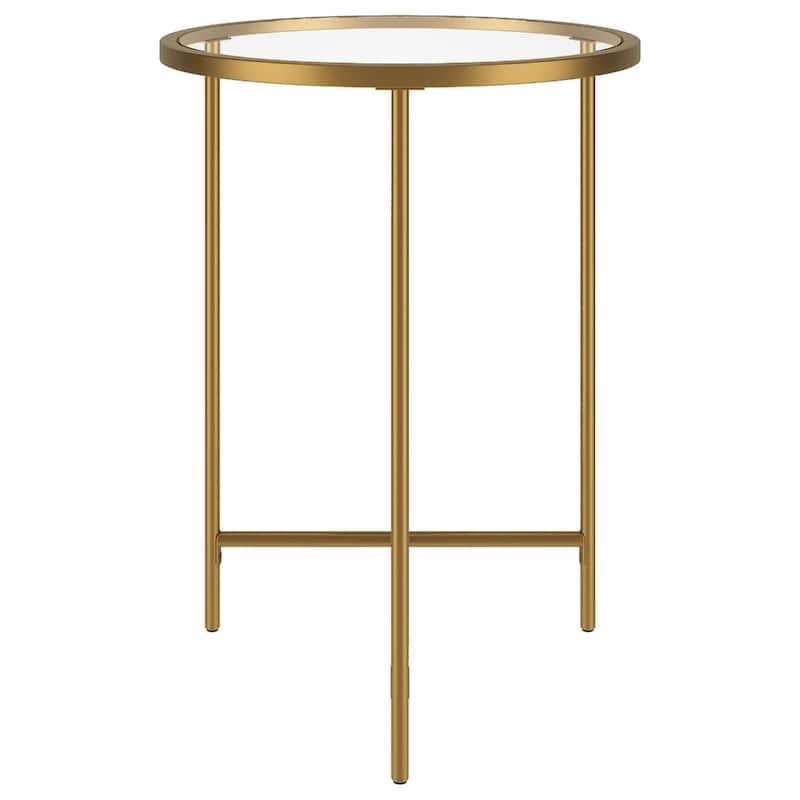 Clear Glass Round End Table with 3 Leg Steel Base - 18” x 18” x 24” (D x W x H)