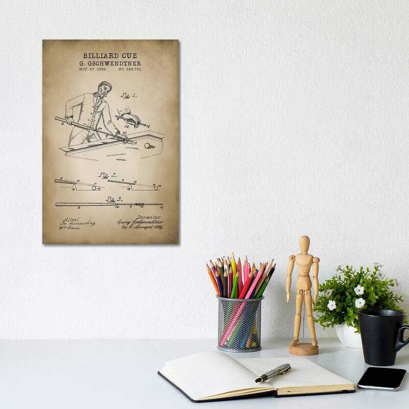 iCanvas "Billiard VI" by PatentPrintStore Canvas Print - 12x8x0.75