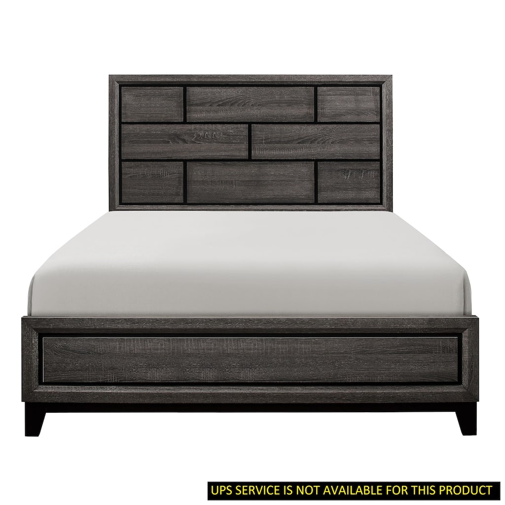 Queen Size Modern Gray Finish Bed with Headboard and Footboard