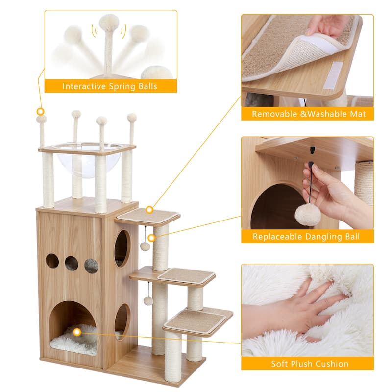 Extra Tall Sky-Castle Design Wooden Modern Luxury Cat Tree