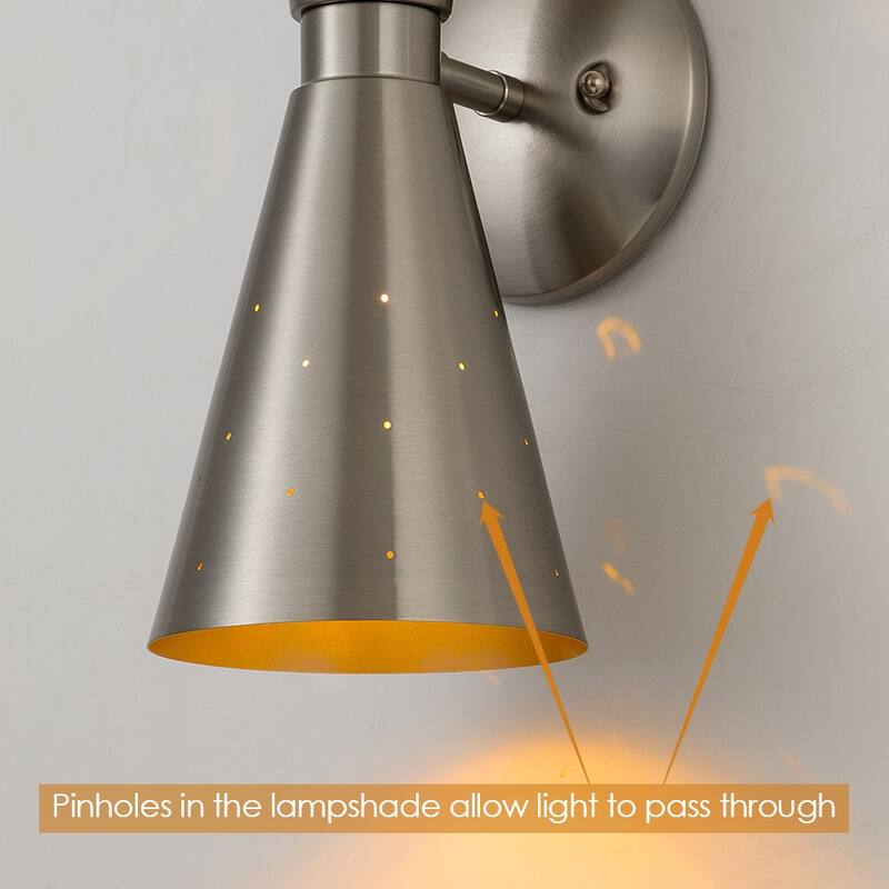 2-Light Mid-Century Modern Metal Up&Down Dual Horn Hourglass Vanity Light Industrial Cone Wall Sconce