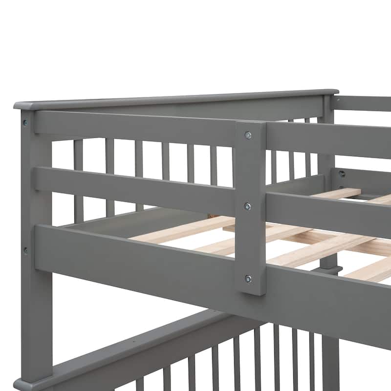 Stairway Full-Over-Full Bunk Bed with Drawer, Storage and Guard Rail for Bedroom, Espresso color( old sku: LP000310AAP )