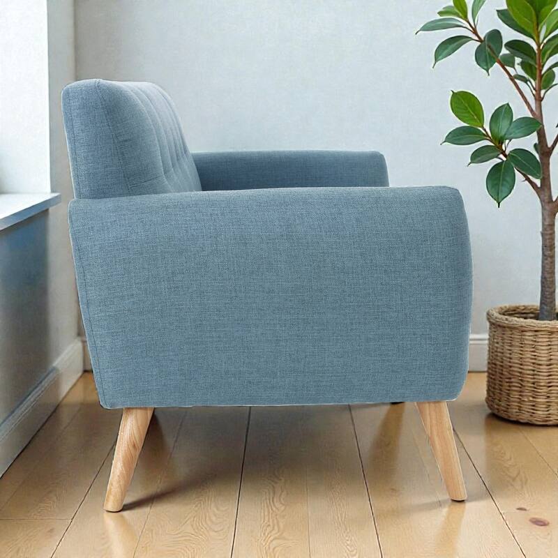 67.25" Button Tufted Loveseat, Mid-Century Modern Upholstered Sofa with Tapered Wood Legs