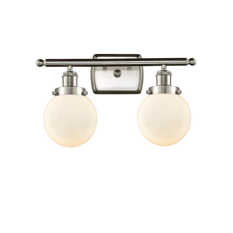 Innovations Lighting Beacon 2 Light 16" Wide Vanity Light - Brushed Satin Nickel / Matte White
