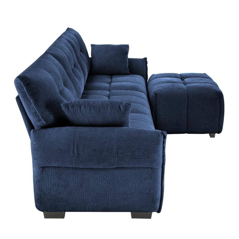 110.2" Chenille Three Seater Upholstered Sofa, 1 Ottoman
