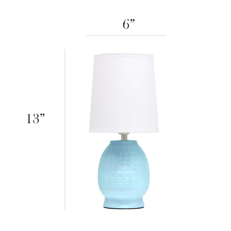 Ceramic Table Lamp with Fabric Shade for Small Spaces - 6 x 6 x 13 in. (L x W x H)