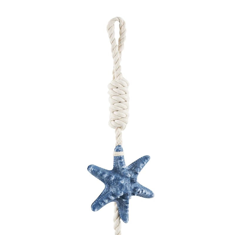 Resin Starfish Handmade Layered Home Wall Decor with White Hanging Rope and Seashell Accents - Cream - Roche River Decor
