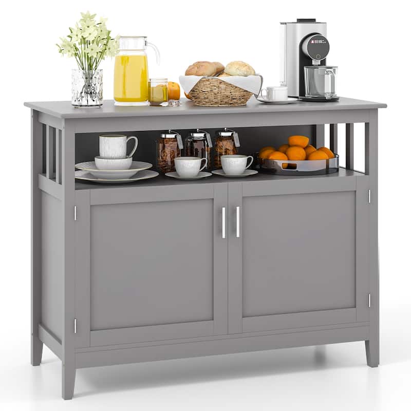 Kitchen Sideboard Buffet Server Cupboard Storage Cabinet w/ 2 Doors - Grey
