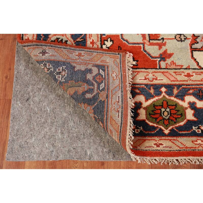 Hand Knotted Oriental 100% Wool Carpet Traditional Medallion Oranges & Rust Heriz (serapi) Area Rug - 11' 10'' X 9' 0''