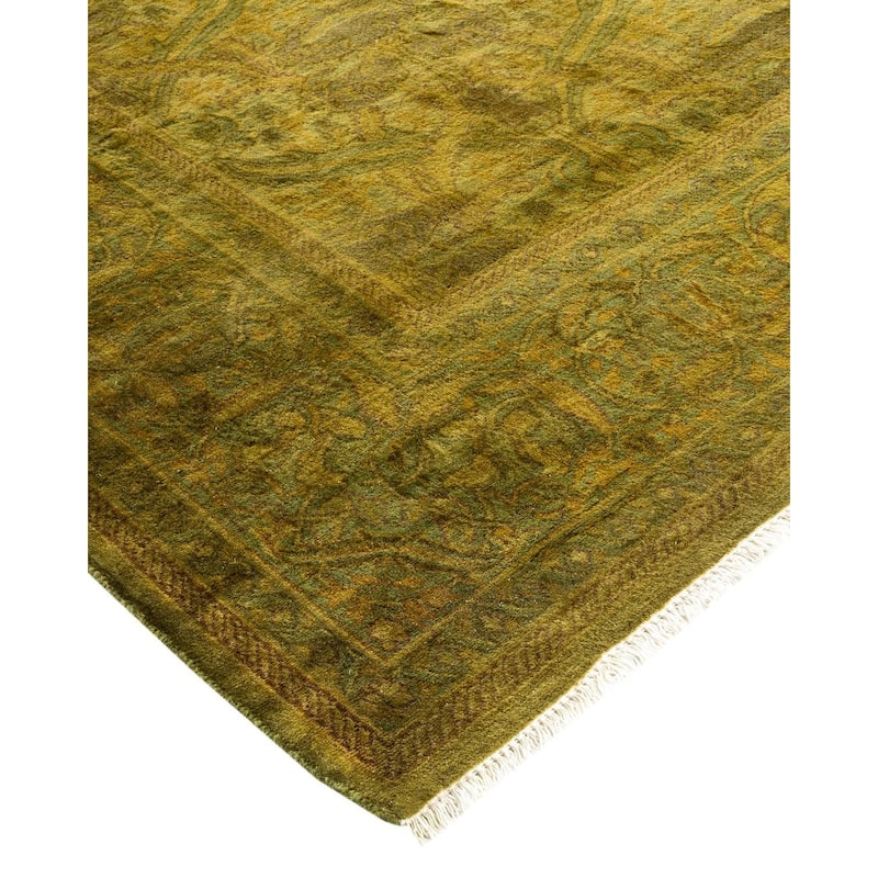 Overton Hand Knotted Wool Vintage Inspired Modern Contemporary Overdyed Gold Area Rug - 4' 8" x 7' 3"